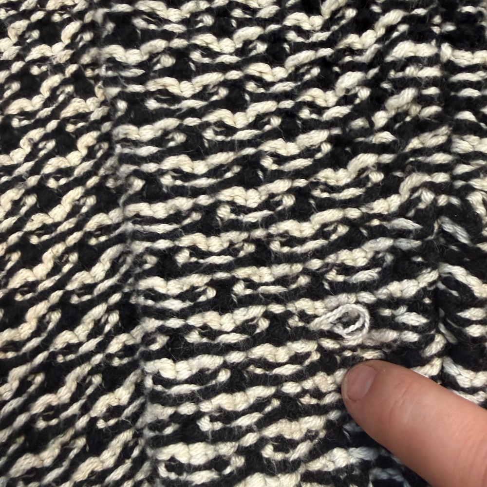 Talbots Petites Womens Black White Geometric Knit Open Front Cardigan Sweater P - Picture 4 of 6